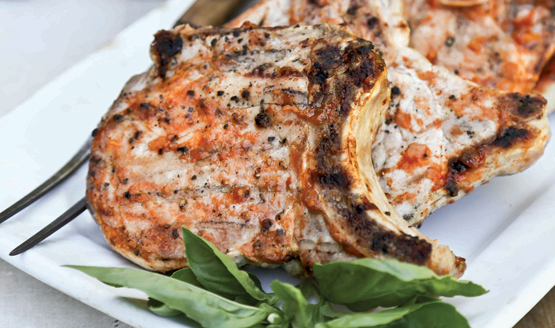 peach pork chops